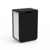 Poubelle à porte bois noir et métal blanc, design