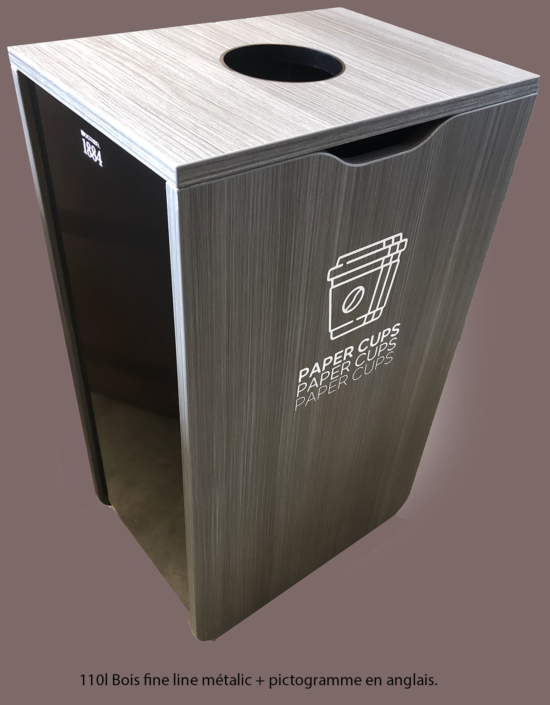 Borne de tri en bois personnalisée avec pictogrammes