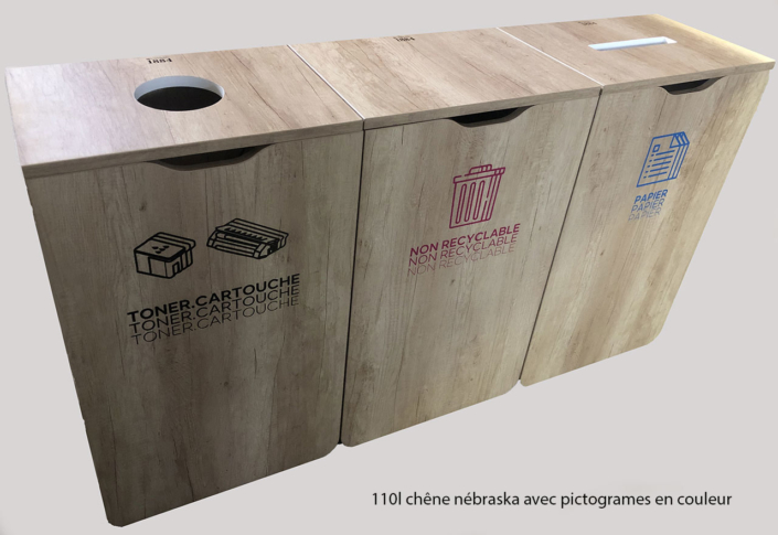 Borne de tri en bois personnalisée avec pictogrammes
