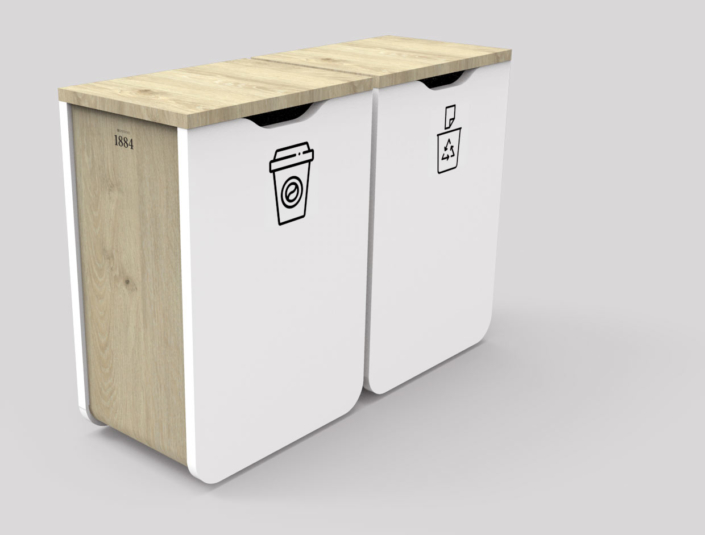 Borne de tri en bois personnalisée avec marquage