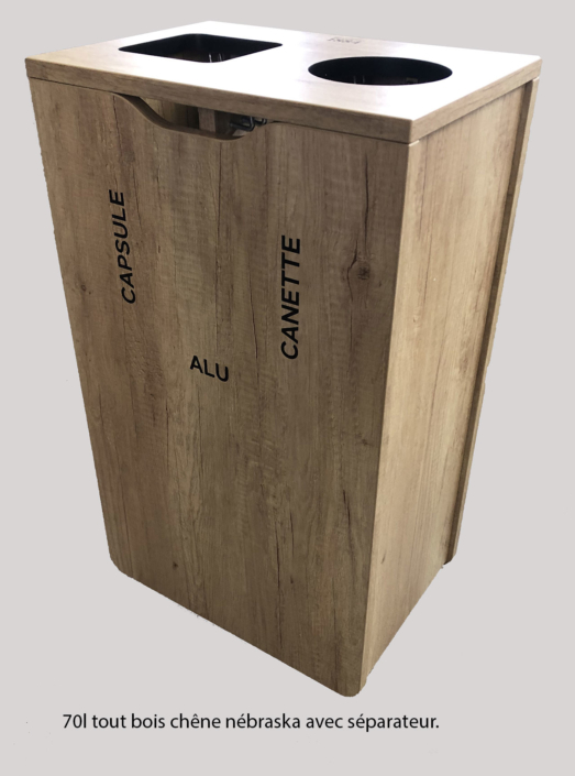 Borne de tri en bois personnalisée 70 L
