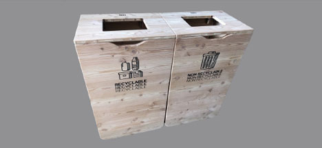 Borne de tri extérieure en bois