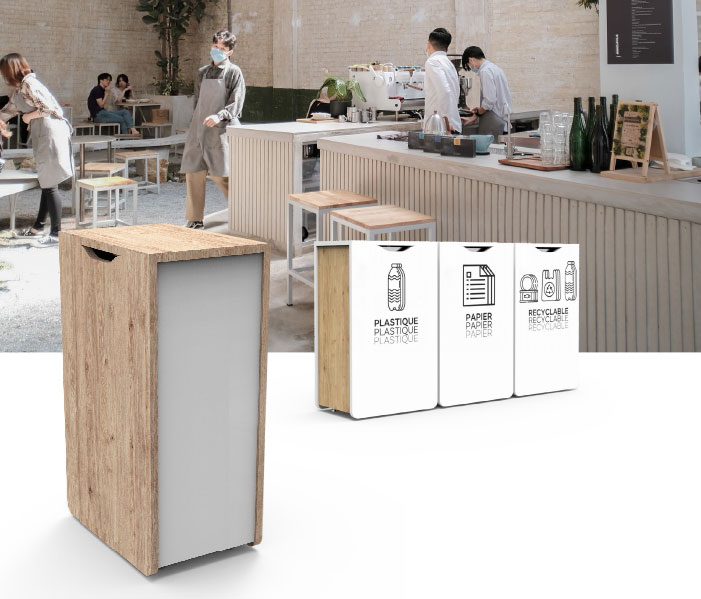 Poubelle design 70l pour tri pour les professionnels